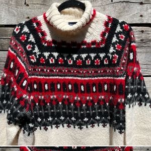 🌻Venezia Jeans Fair Isle Wool Blend Turtleneck Sweater Size 18/20